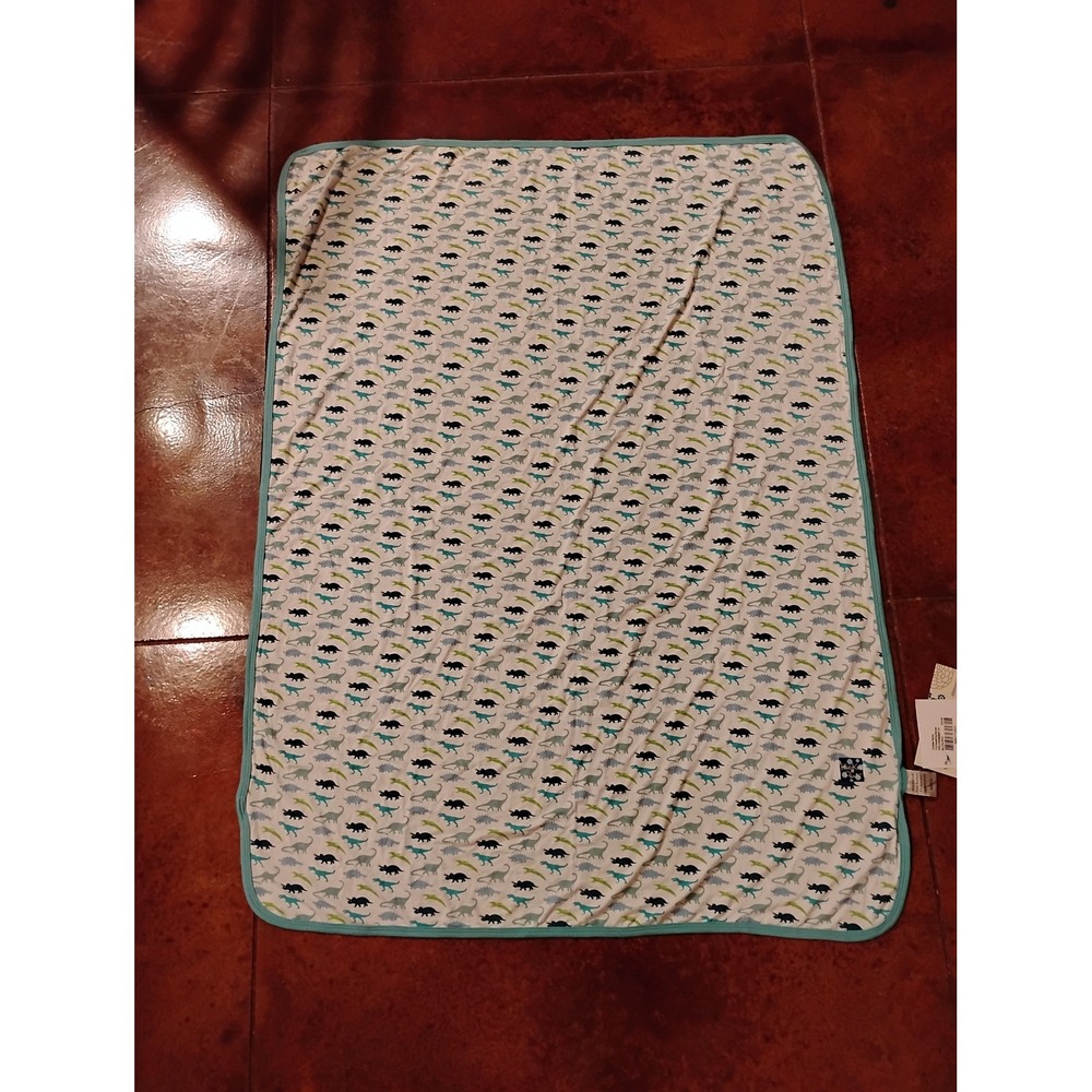 Kickee Pants Boy Dino Print Swaddling Blanket Viscose Bamboo Spandex 38x28 NWT